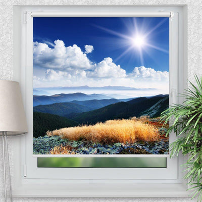 Rollo Motiv Berglandschaft Aussicht - ohne bohren - Klemmrollo bis 150 cm Breite - Klemmfix mit Fotodruck - blickdicht - La-Melle