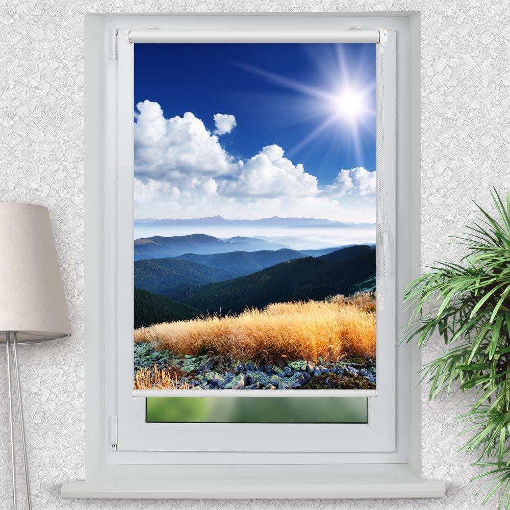 Rollo Motiv "Berglandschaft Aussicht" - ohne bohren - Klemmrollo bis 150 cm Breite - Klemmfix mit Fotodruck - blickdicht - La-Melle