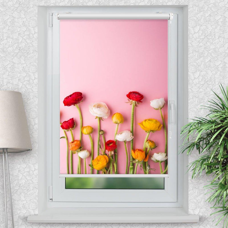 Rollo Motiv "blumen bunt" - ohne bohren - Klemmrollo bis 150 cm Breite - Klemmfix mit Fotodruck - blickdicht - La-Melle