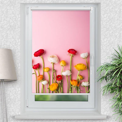 Rollo Motiv blumen bunt - ohne bohren - Klemmrollo bis 150 cm Breite - Klemmfix mit Fotodruck - blickdicht - La-Melle