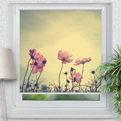 Rollo Motiv Blumen sepia vintage - ohne bohren - Klemmrollo bis 150 cm Breite - Klemmfix mit Fotodruck - blickdicht - La-Melle