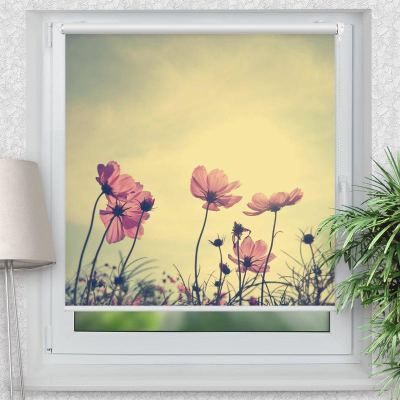 Rollo Motiv "Blumen sepia vintage" - ohne bohren - Klemmrollo bis 150 cm Breite - Klemmfix mit Fotodruck - blickdicht - La-Melle