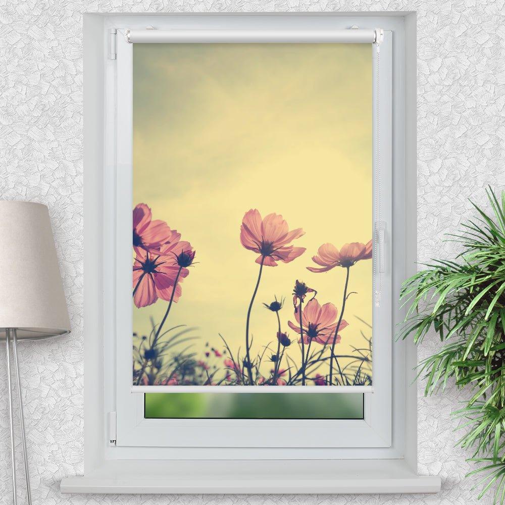 Rollo Motiv "Blumen sepia vintage" - ohne bohren - Klemmrollo bis 150 cm Breite - Klemmfix mit Fotodruck - blickdicht - La-Melle