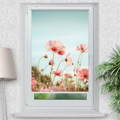 Rollo Motiv Blumenwiese - ohne bohren - Klemmrollo bis 150 cm Breite - Klemmfix mit Fotodruck - blickdicht - La-Melle