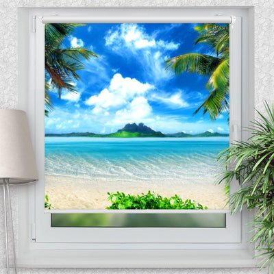 Rollo Motiv Bora Bora Insel - ohne bohren - Klemmrollo bis 150 cm Breite - Klemmfix mit Fotodruck - blickdicht - La-Melle