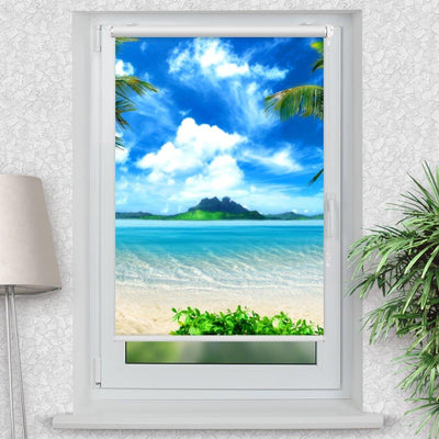 Rollo Motiv Bora Bora Insel - ohne bohren - Klemmrollo bis 150 cm Breite - Klemmfix mit Fotodruck - blickdicht - La-Melle