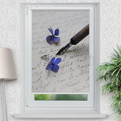 Rollo Motiv Hortensien vintage - ohne bohren - Klemmrollo bis 150 cm Breite - Klemmfix mit Fotodruck - blickdicht - La-Melle