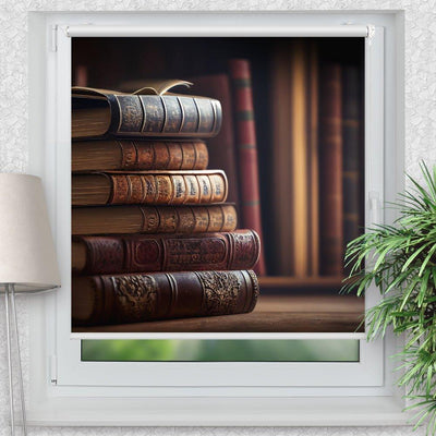 Rollo Motiv Bücherregal vintage - ohne bohren - Klemmrollo bis 150 cm Breite - Klemmfix mit Fotodruck - blickdicht - La-Melle