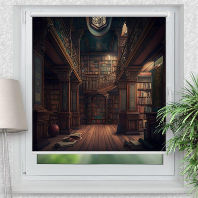 Rollo Motiv Bücherei vintage - ohne bohren - Klemmrollo bis 150 cm Breite - Klemmfix mit Fotodruck - blickdicht - La-Melle