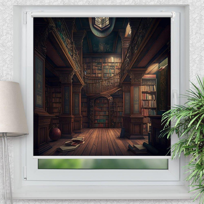Rollo Motiv "Bücherei vintage" - ohne bohren - Klemmrollo bis 150 cm Breite - Klemmfix mit Fotodruck - blickdicht - La-Melle