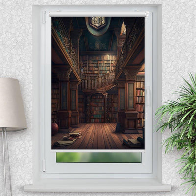 Rollo Motiv Bücherei vintage - ohne bohren - Klemmrollo bis 150 cm Breite - Klemmfix mit Fotodruck - blickdicht - La-Melle
