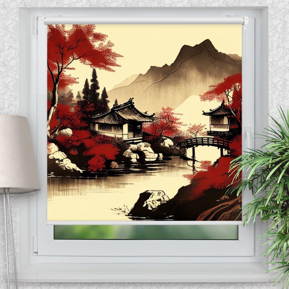 Rollo Motiv "China Landschaft" - ohne bohren - Klemmrollo bis 150 cm Breite - Klemmfix mit Fotodruck - blickdicht - La-Melle