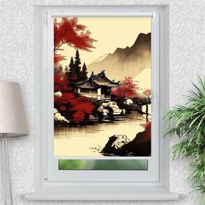 Rollo Motiv China Landschaft - ohne bohren - Klemmrollo bis 150 cm Breite - Klemmfix mit Fotodruck - blickdicht - La-Melle