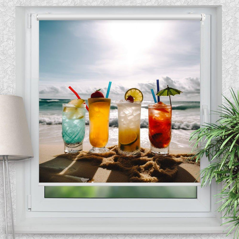 Rollo Motiv "Cocktail Strand" - ohne bohren - Klemmrollo bis 150 cm Breite - Klemmfix mit Fotodruck - blickdicht - La-Melle
