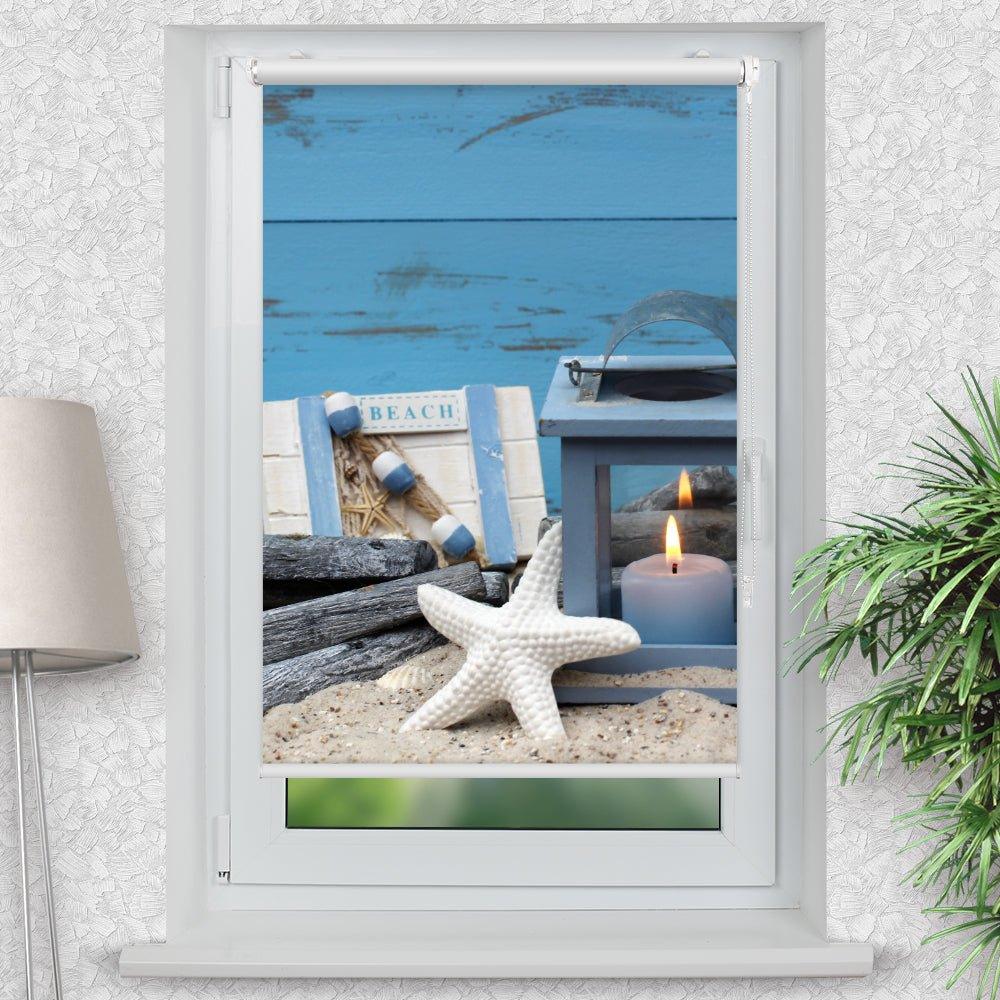 Rollo Motiv "Shabby Sand" - ohne bohren - Klemmrollo bis 150 cm Breite - Klemmfix mit Fotodruck - blickdicht - La-Melle