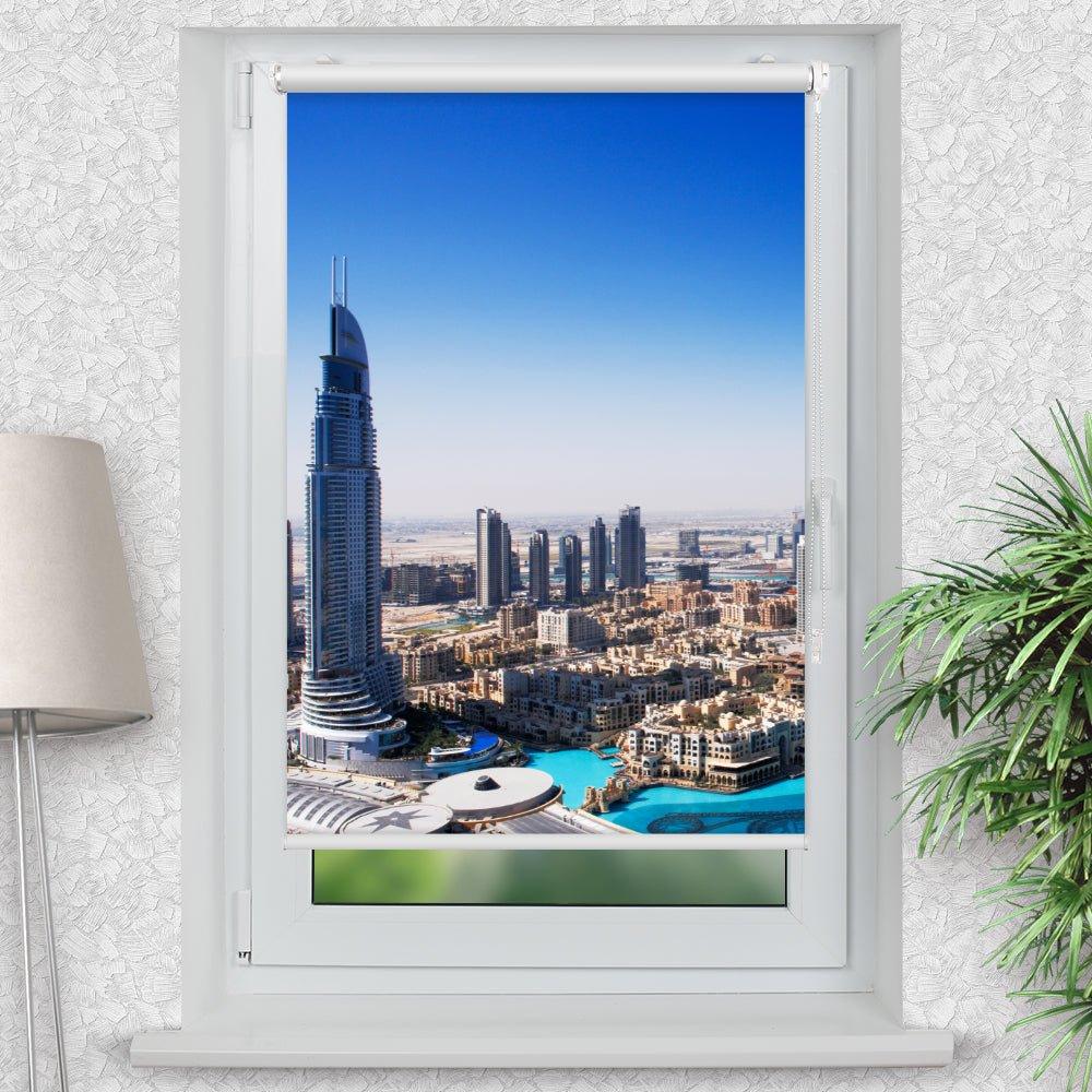 Rollo Motiv "Dubai Skyline" - ohne bohren - Klemmrollo bis 150 cm Breite - Klemmfix mit Fotodruck - blickdicht - La-Melle