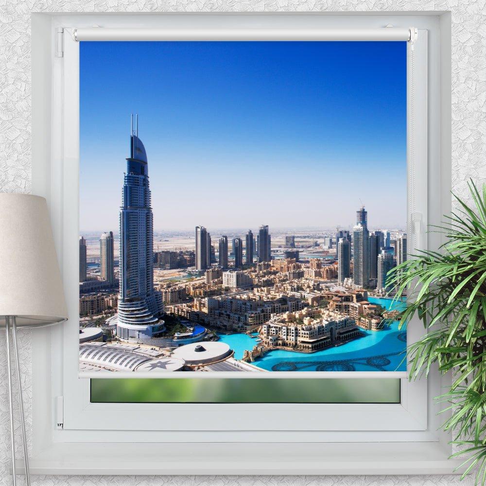 Rollo Motiv "Dubai Skyline" - ohne bohren - Klemmrollo bis 150 cm Breite - Klemmfix mit Fotodruck - blickdicht - La-Melle