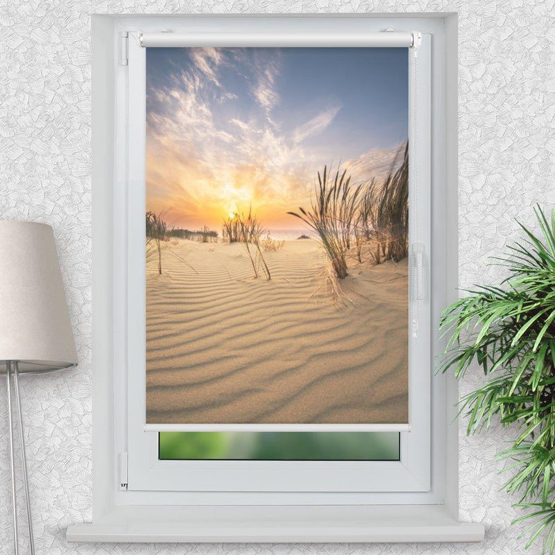 Rollo Motiv "Düne Meer" - ohne bohren - Klemmrollo bis 150 cm Breite - Klemmfix mit Fotodruck - blickdicht - La-Melle