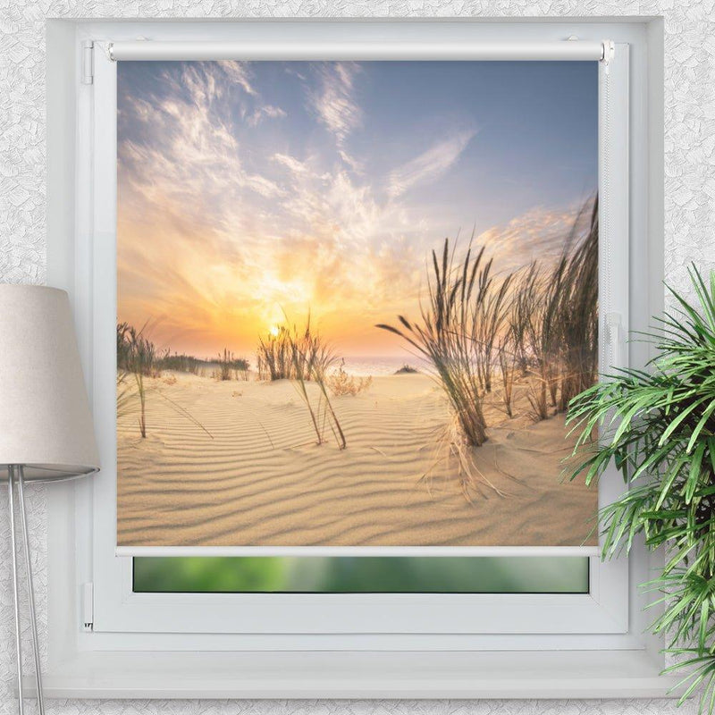 Rollo Motiv "Düne Meer" - ohne bohren - Klemmrollo bis 150 cm Breite - Klemmfix mit Fotodruck - blickdicht - La-Melle