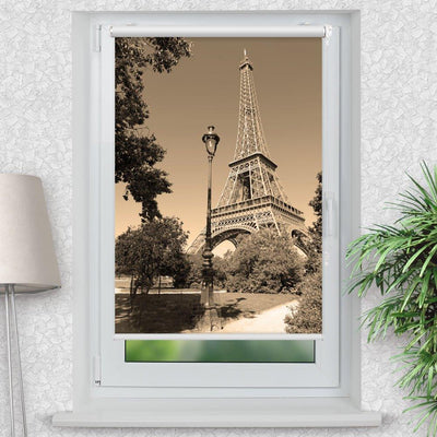 Rollo Motiv Eifelturm Sepia - ohne bohren - Klemmrollo bis 150 cm Breite - Klemmfix mit Fotodruck - blickdicht - La-Melle