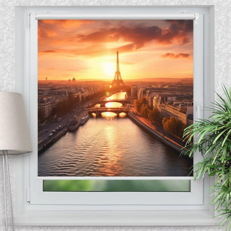 Rollo Motiv "Eifelturm Seine" - ohne bohren - Klemmrollo bis 150 cm Breite - Klemmfix mit Fotodruck - blickdicht - La-Melle
