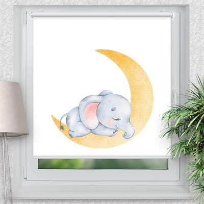 Rollo Motiv Elefant Baby Mond - ohne bohren - Klemmrollo bis 150 cm Breite - Klemmfix mit Fotodruck - blickdicht - La-Melle