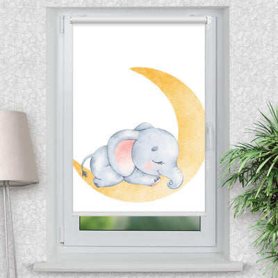 Rollo Motiv Elefant Baby Mond - ohne bohren - Klemmrollo bis 150 cm Breite - Klemmfix mit Fotodruck - blickdicht - La-Melle