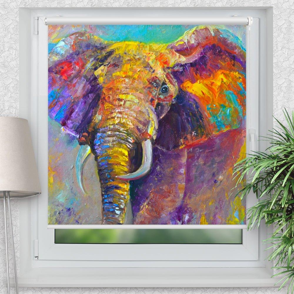 Rollo Motiv "Elefant bunt" - ohne bohren - Klemmrollo bis 150 cm Breite - Klemmfix mit Fotodruck - blickdicht - La-Melle