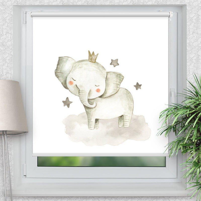 Rollo Motiv "Elefant Wolke" - ohne bohren - Klemmrollo bis 150 cm Breite - Klemmfix mit Fotodruck - blickdicht - La-Melle