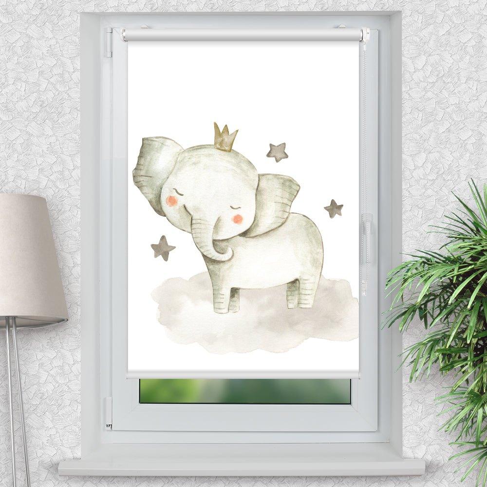 Rollo Motiv "Elefant Wolke" - ohne bohren - Klemmrollo bis 150 cm Breite - Klemmfix mit Fotodruck - blickdicht - La-Melle