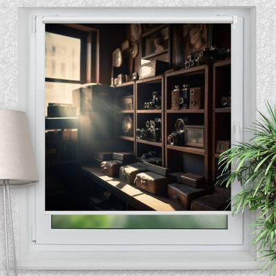 Rollo Motiv Kamera vintage - ohne bohren - Klemmrollo bis 150 cm Breite - Klemmfix mit Fotodruck - blickdicht - La-Melle