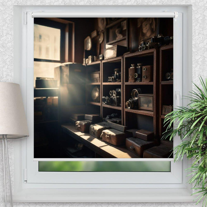 Rollo Motiv "Kamera vintage" - ohne bohren - Klemmrollo bis 150 cm Breite - Klemmfix mit Fotodruck - blickdicht - La-Melle