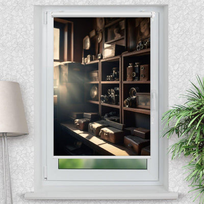 Rollo Motiv Kamera vintage - ohne bohren - Klemmrollo bis 150 cm Breite - Klemmfix mit Fotodruck - blickdicht - La-Melle