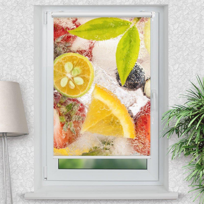 Rollo Motiv "Früchte" - ohne bohren - Klemmrollo bis 150 cm Breite - Klemmfix mit Fotodruck - blickdicht - La-Melle