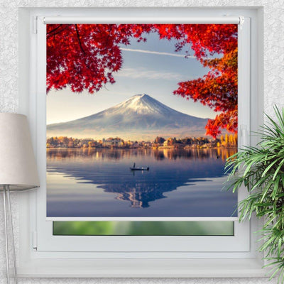 Rollo Motiv Fujiyama Japan Herbst - ohne bohren - Klemmrollo bis 150 cm Breite - Klemmfix mit Fotodruck - blickdicht - La-Melle