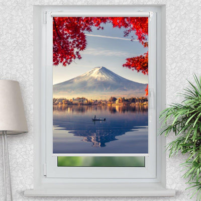 Rollo Motiv Fujiyama Japan Herbst - ohne bohren - Klemmrollo bis 150 cm Breite - Klemmfix mit Fotodruck - blickdicht - La-Melle