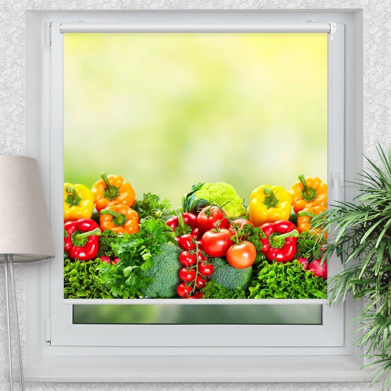 Rollo Motiv "Gemüse" - ohne bohren - Klemmrollo bis 150 cm Breite - Klemmfix mit Fotodruck - blickdicht - La-Melle