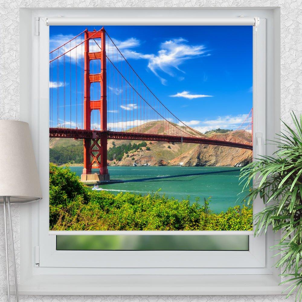 Rollo Motiv "Golden Gate Bridge Kalifornien" - ohne bohren - Klemmrollo bis 150 cm Breite - Klemmfix mit Fotodruck - blickdicht - La-Melle