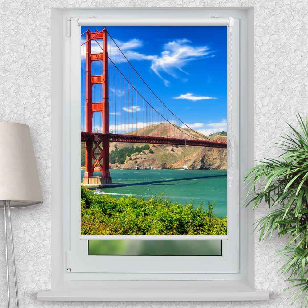 Rollo Motiv "Golden Gate Bridge Kalifornien" - ohne bohren - Klemmrollo bis 150 cm Breite - Klemmfix mit Fotodruck - blickdicht - La-Melle