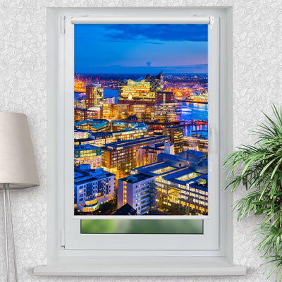 Rollo Motiv Hamburg Skyline - ohne bohren - Klemmrollo bis 150 cm Breite - Klemmfix mit Fotodruck - blickdicht - La-Melle