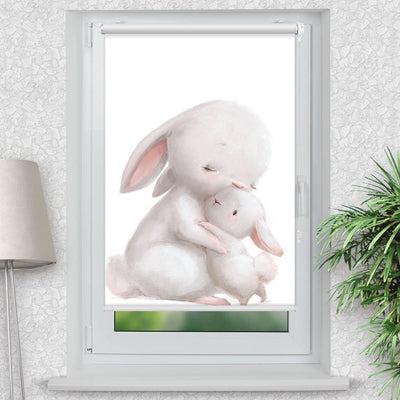 Rollo Motiv Hase kuscheln - ohne bohren - Klemmrollo bis 150 cm Breite - Klemmfix mit Fotodruck - blickdicht - La-Melle