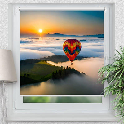 Rollo Motiv Heissluftballon Berge - ohne bohren - Klemmrollo bis 150 cm Breite - Klemmfix mit Fotodruck - blickdicht - La-Melle