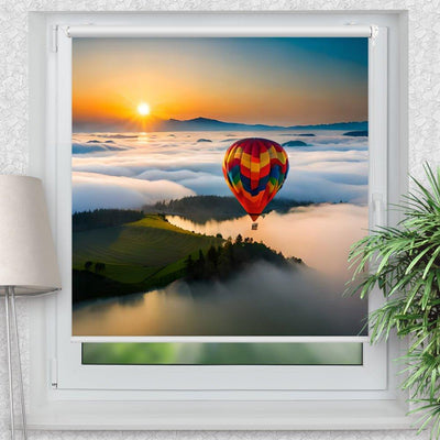 Rollo Motiv Heissluftballon Berge - ohne bohren - Klemmrollo bis 150 cm Breite - Klemmfix mit Fotodruck - blickdicht - La-Melle