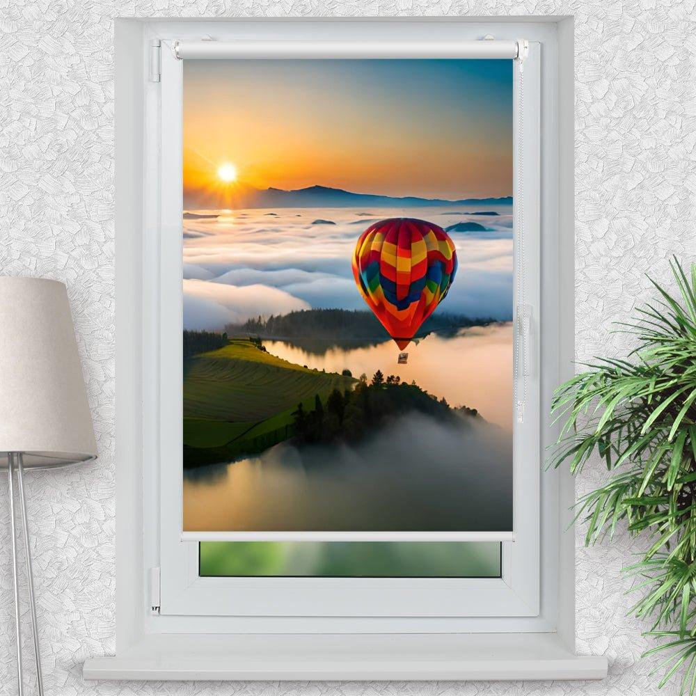 Rollo Motiv "Heissluftballon Berge" - ohne bohren - Klemmrollo bis 150 cm Breite - Klemmfix mit Fotodruck - blickdicht - La-Melle