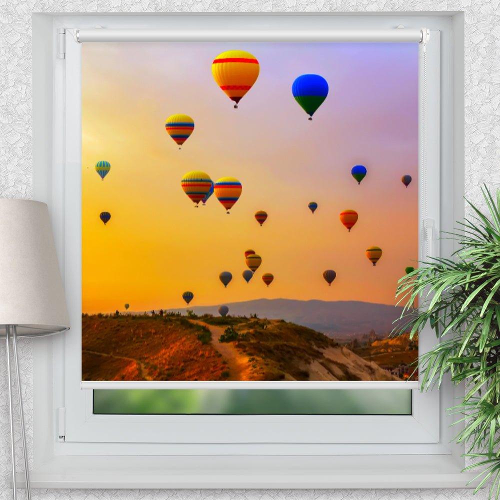 Rollo Motiv "Heißluftballons Berge" - ohne bohren - Klemmrollo bis 150 cm Breite - Klemmfix mit Fotodruck - blickdicht - La-Melle