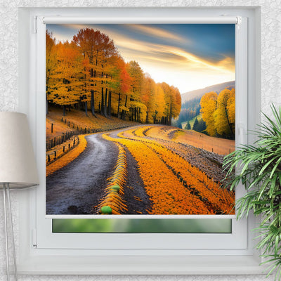 Rollo Motiv Herbst Wald Landschaft - ohne bohren - Klemmrollo bis 150 cm Breite - Klemmfix mit Fotodruck - blickdicht - La-Melle
