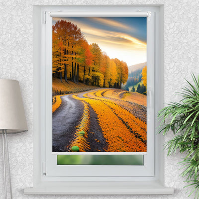Rollo Motiv Herbst Wald Landschaft - ohne bohren - Klemmrollo bis 150 cm Breite - Klemmfix mit Fotodruck - blickdicht - La-Melle