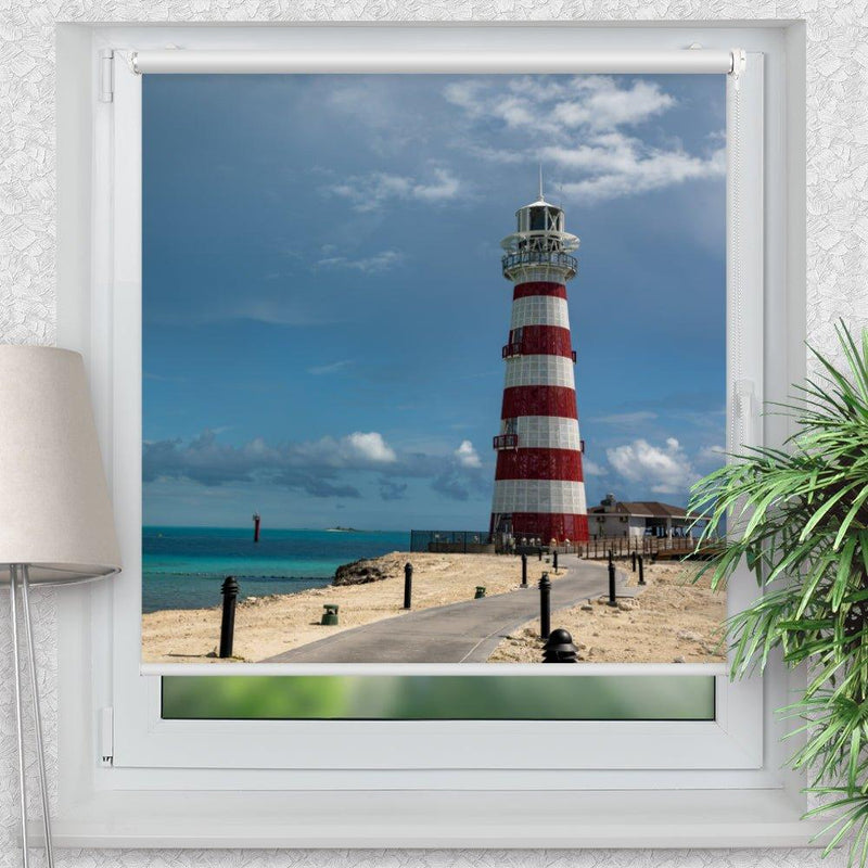 Rollo Motiv "Leuchtturm maritim" - ohne bohren - Klemmrollo bis 150 cm Breite - Klemmfix mit Fotodruck - blickdicht - La-Melle