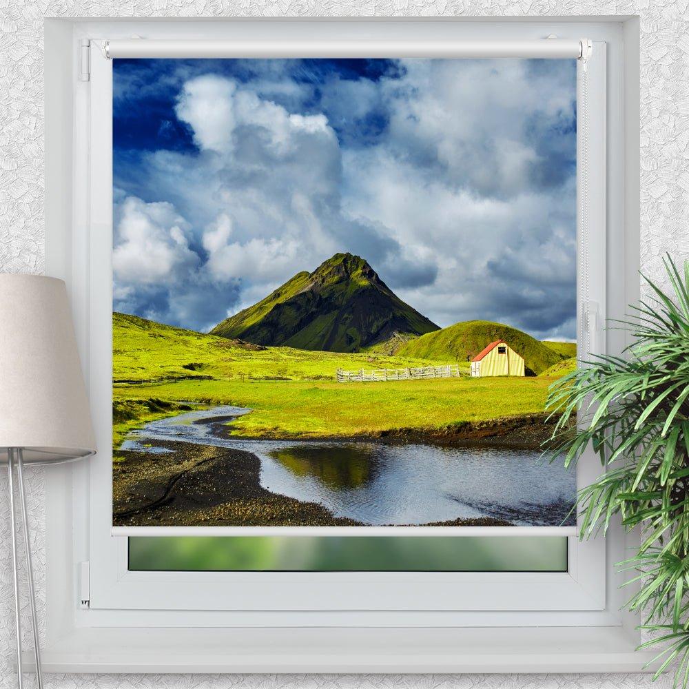 Rollo Motiv "Island Landschaft" - ohne bohren - Klemmrollo bis 150 cm Breite - Klemmfix mit Fotodruck - blickdicht - La-Melle