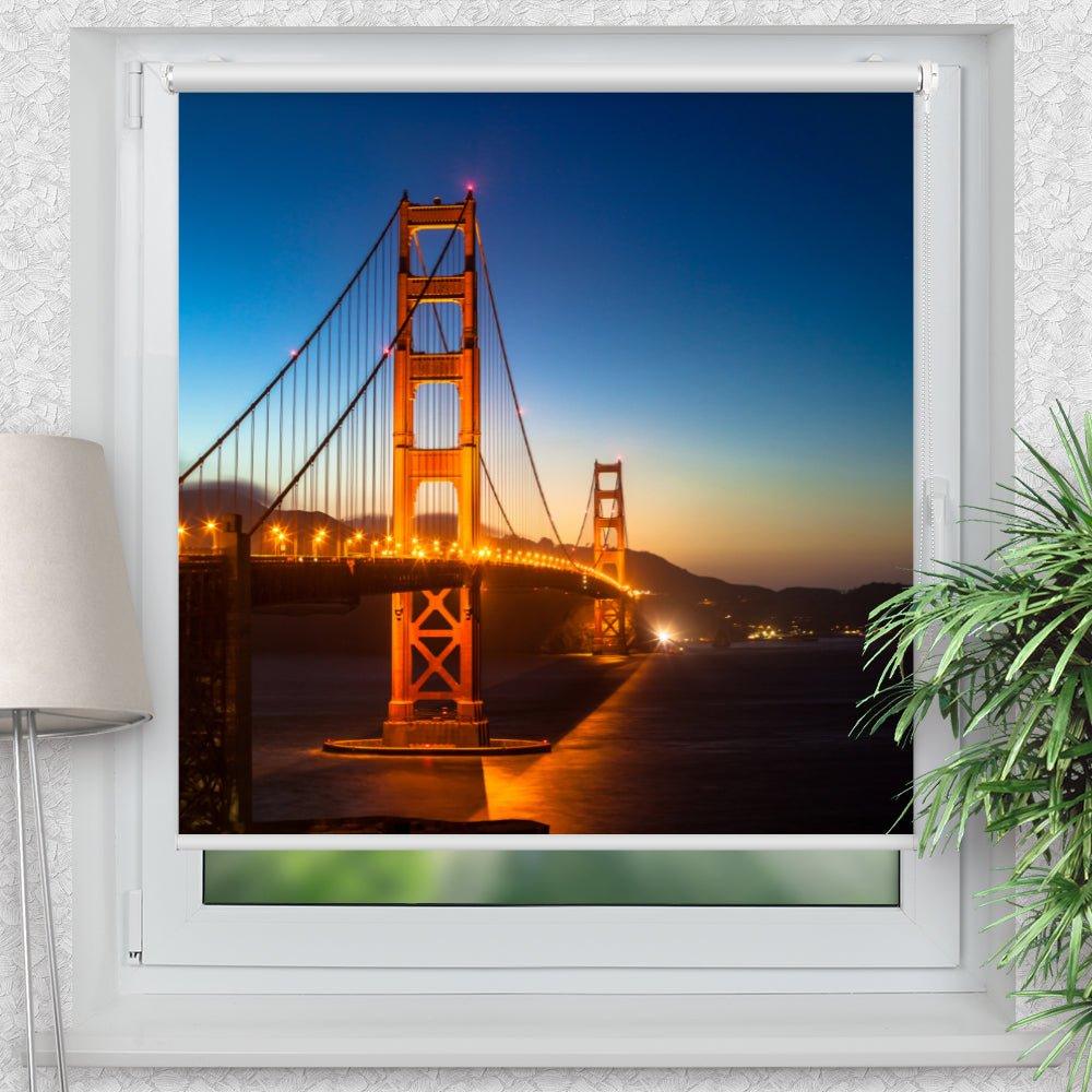 Rollo Motiv "Golden Gate Bridge bei nacht" - ohne bohren - Klemmrollo bis 150 cm Breite - Klemmfix mit Fotodruck - blickdicht - La-Melle